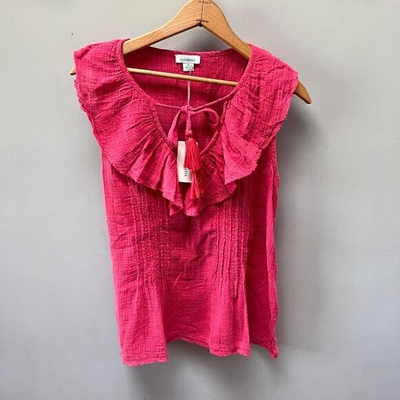 NEW Sundance Viscose‎ Blend Ruffled Collar Tank Blouse- Size Small - Picture 1 of 5